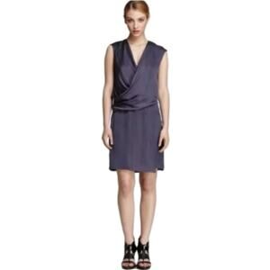 HELMUT LANG Glassy Shirting Drape Dress GORGEOUS COLOR Purple Size Small S